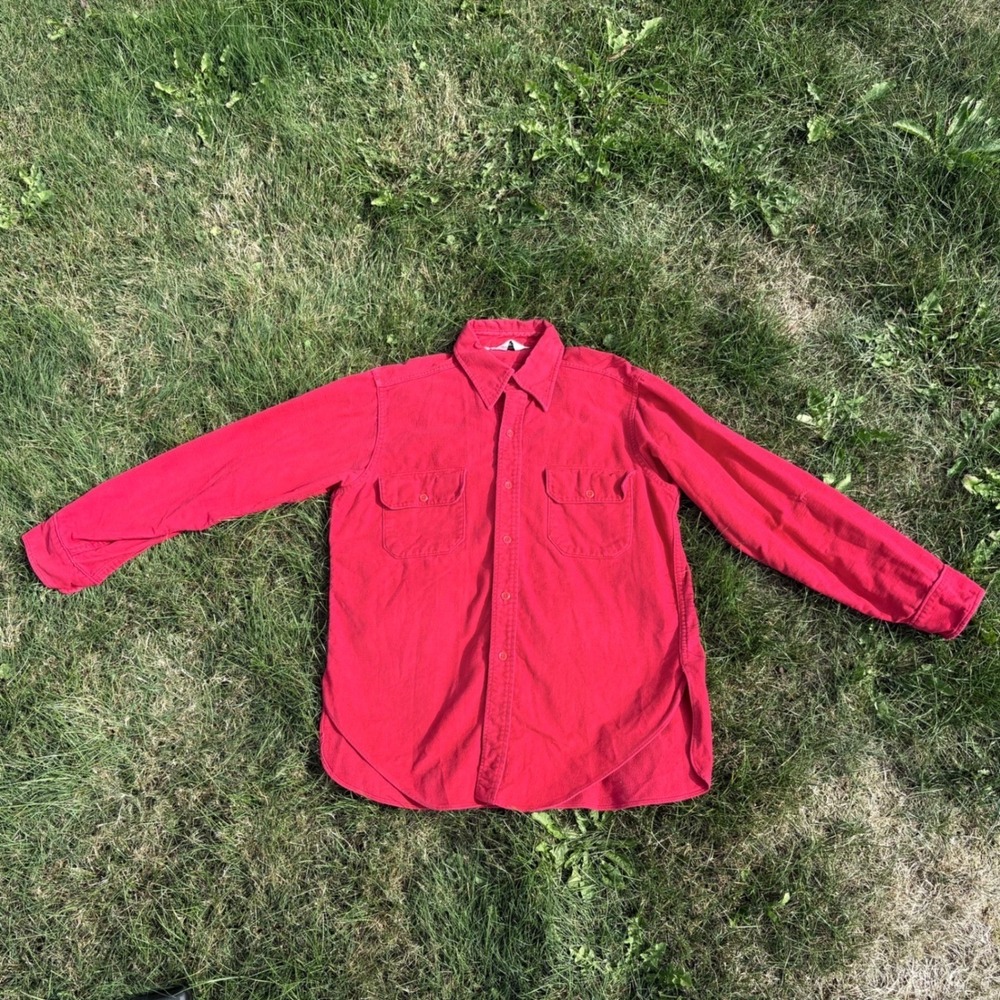 Vintage Woolrich Red Wool Flannel Shirt‎ Mens Medium Button Up